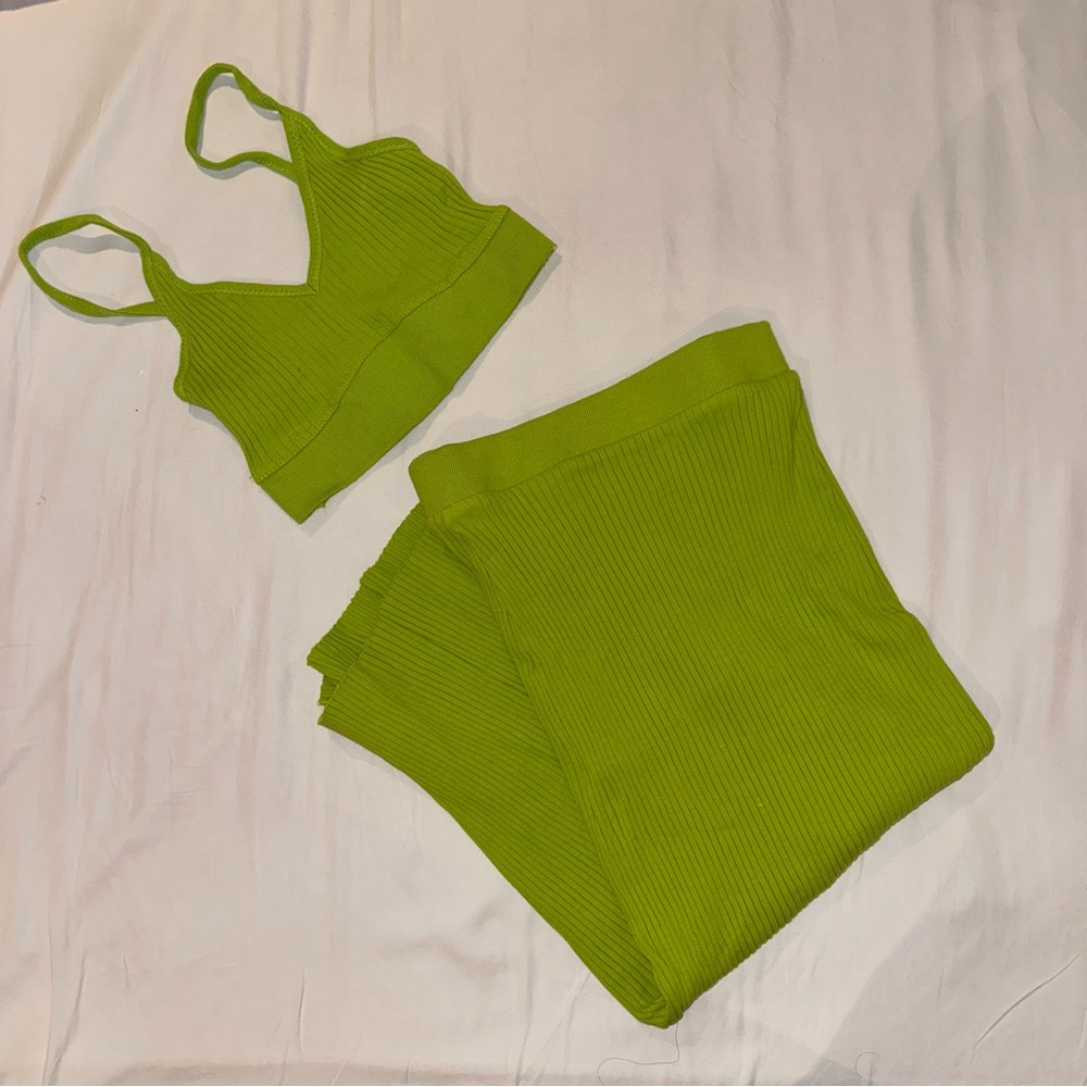 Zara Green Ribbed Knit Set